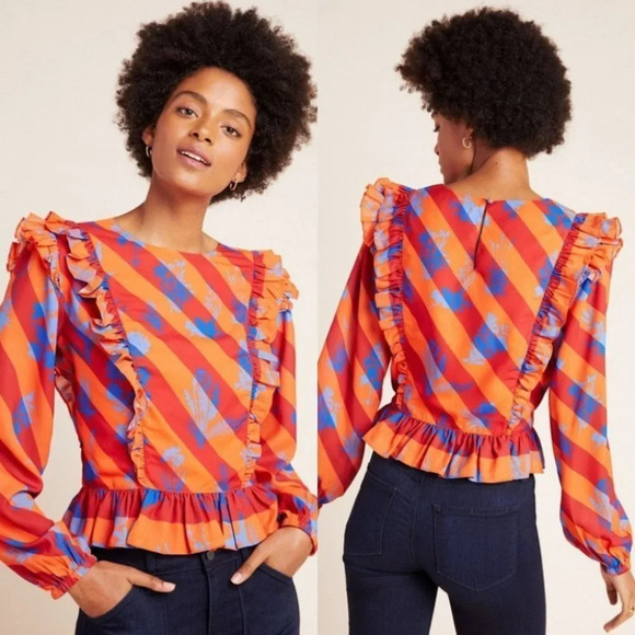 Anthropologie Tops - Anthropologie Siddhartha Bansal Ruffled Mansard Blouse Size Medium NWOT